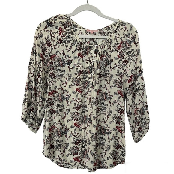Rose & Rhyme Floral Blouse Size Small Top Bohemian Peasant Lightweight Fairy - Picture 1 of 10